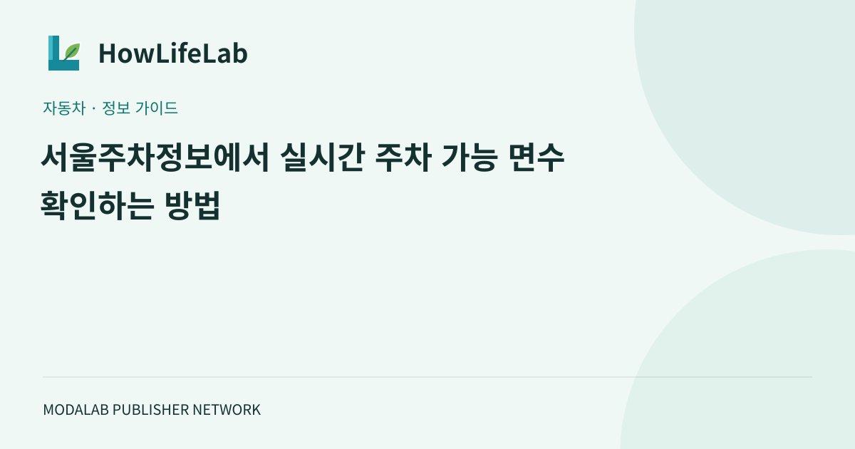 서울주차정보에서 실시간 주차 가능 면수 확인하는 방법